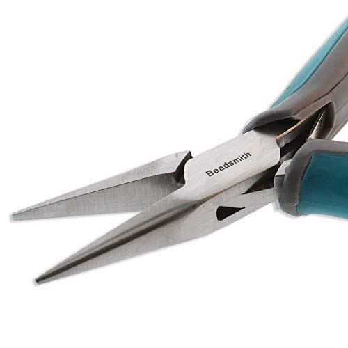 The Beadsmith Simply Modern Chain Nose Pliers, 4.5 inches (114mm) with polished steel head, PVC grip handles and double-leaf springs, tool for jewelry making - size: Chain Nose