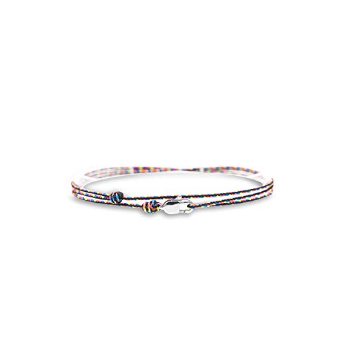 Made by Nami Surfer Anklet with Snap Hook Clasp Waterproof & Adjustable Thin String Ankle Bracelets for Women and Men Handmade Jewelry for Beach and Music Festival Accessories - color: Dark Retro Silver