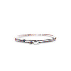 Made by Nami Surfer Anklet with Snap Hook Clasp Waterproof & Adjustable Thin String Ankle Bracelets for Women and Men Handmade Jewelry for Beach and Music Festival Accessories - color: Dark Retro Silver