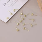50PCS 14K Gold and Silver Ball Earring Posts Hypoallergenic Earring Studs Ball Ear Pin with 925 Sterling Silver Post for DIY Jewelry Making Findings - color: B Style -14K Gold and Silver Smooth Ball