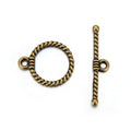 Adabele 20 Sets Corrugated Toggle Clasp 15.3mm (0.6 Inch) T-Bar Closure Tarnish Resistant Antique Bronze for Necklace Bracelet Craft Jewelry Making MC-AF56 - size: 15.3mm Corrugated Toggle