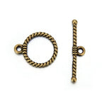 Adabele 20 Sets Corrugated Toggle Clasp 15.3mm (0.6 Inch) T-Bar Closure Tarnish Resistant Antique Bronze for Necklace Bracelet Craft Jewelry Making MC-AF56 - size: 15.3mm Corrugated Toggle