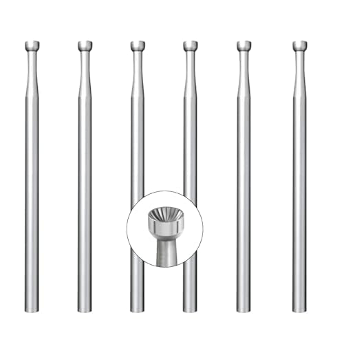 6 Pcs 2.3mm Round Cup Burr - 3/32'' Shank Wire Rounder Bits Jewelry Burs for Lapidary Making - color: 6 Pcs 2.3mm Round Cup Burs