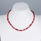 Elisheva Natural Stone Choker Necklace for Women, Boho Natural Emperor Jasper Stone Lace Agate Beaded Crystal Necklace, Gemstone Jewelry Gift for Her - style: red emperor stone choker