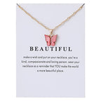 Rrdaily 9 Pcs Dainty Colorful Butterfly Pendant Necklace Set for Women,Bohemian Acrylic Butterfly Chain Necklace Cute Jewelry Gift - style: White card