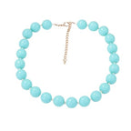 Caiyao Bohemian Colorful Acrylic Round Beaded Choker Necklaces Handmade Adjustable Resin Beads Clavicle Rope Necklace for Women Men Ethnic Costume Party Vacation Jewelry Gifts - color: Light blue