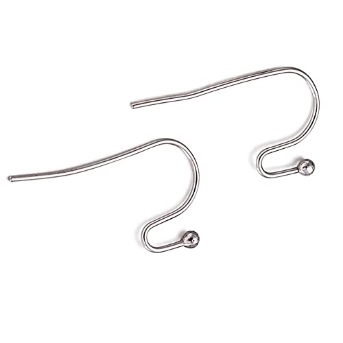 KISSITTY 300-Piece Hypoallergenic 316 Stainless Steel French Hook Ball Dot Ear Wires 22x12x2mm Dangle Earring Findings for DIY Jewelry Making