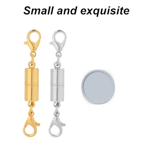 12pcs Magnetic Jewelry Clasp, 6 Styles Premium Magnetic Necklace Extenders with Double Lobster Clasps Jewelry Closures for Necklaces Bracelets (Silver, Gold-Colored)