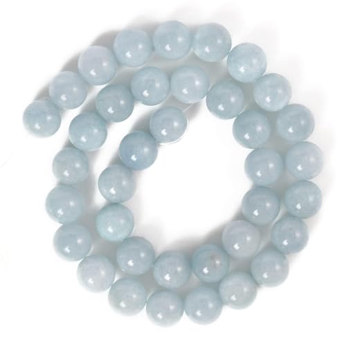 About 45pcs 8mm Natural Stone Beads Aquamarine Beads Crystal Gemstone for Jewelry Making, DIY Bracelet Necklace - color: Aquamarine, size: 8mm