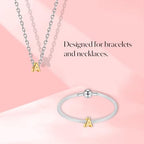 S925 A-Z Bead Charms,Initial Letter Alphabet, 14K Gold Plated, for Bracelet Necklace, Gift for Mothers Nurses Day Graduation Birthday Anniversary, for Girlfriend Family Friend, for Pandora - style: A Letter