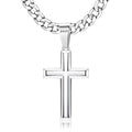 Besteel 925 Sterling Silver Cross Necklace for Men Women - 5mm 316L Stainless Steel Cuban Link Chain - Religious Baptism Easter Spring Cross Pendant Simple Faith Jewelry 16-30 Inches - size: 16 in=41 cm (Women's Choker)