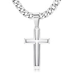 Besteel 925 Sterling Silver Cross Necklace for Men Women - 5mm 316L Stainless Steel Cuban Link Chain - Religious Baptism Easter Spring Cross Pendant Simple Faith Jewelry 16-30 Inches - size: 16 in=41 cm (Women's Choker)