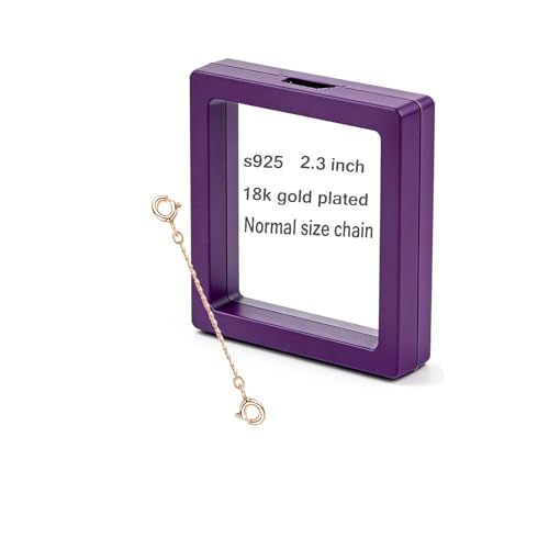 Gold Necklace Extender Sterling Silver 18k Plated Chain Extension for Women Bracelet Safety Link for Normal Size Jewelry 3mm Width 2.3" Length - color: gold/Normal size 2.3"