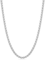 Fiusem Black Wheat Chains for Men and Women, 2/2.5/3/4/5mm Stainless Steel Necklace Chain, Mens Necklace Jewelry Gift 16-28 Inch - size: 22 Inches, style: Silver 2.1MM