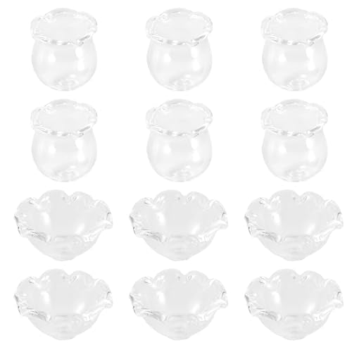 FASHEWELRY 12Pcs Clear Glass Wind Bell Beads Set Crystal Trumpet Flower Beads Caps Transparent Glass Fishing Beads Jellyfish Beads for Wind Chimes Earring Craft Jewelry Making - color: Clear-2 Styles