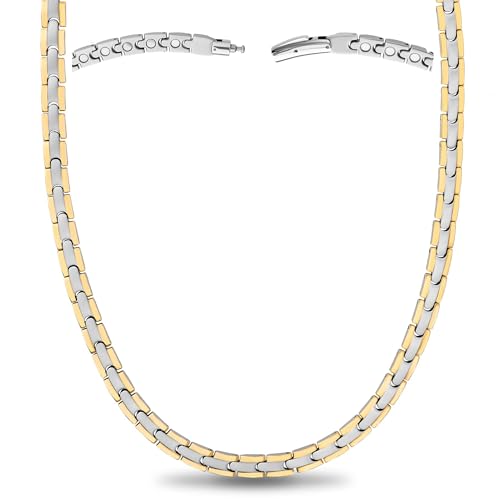 MagnetRX Titanium Magnetic Necklace – Ultra Strength Magnetic Necklaces for Women & Men – Effective Titanium Necklace with 55 Magnets (Silver & Gold, 20 Inches) - color: Silver & Gold, size: 20 Inch (Pack of 1)