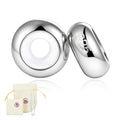 GW Stopper Charms 925 Sterling Silver Round Rondelle Spacer Beads with Exquisite Velvet Bag for Charm Bracelets for Women - color: Silver-2PCS
