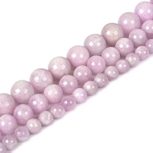 Natural Kunzite 6mm Gemstone Round Loose Beads Strand for DIY Bracelet Necklace Jewelry Making Bead - color: Kunzite, size: 6mm