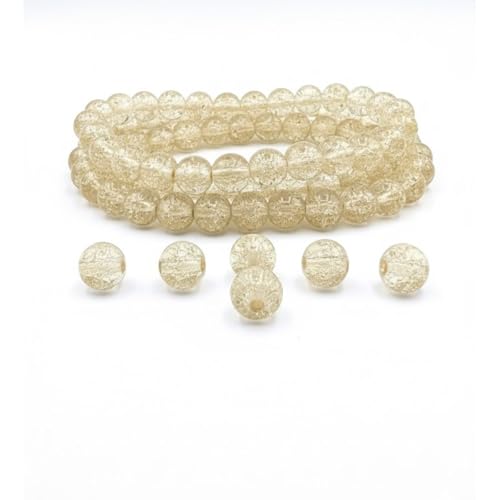 DandS ltd Crackle Lampwork Glass Beads for Jewelry Making, Beige, Vibrant DIY Bracelets, Necklaces, Earrings, Beading Supplies & Craft Kits for Handmade Jewelry, 80pcs 0.39 inch (10mm), #J268-10 - color: Beige