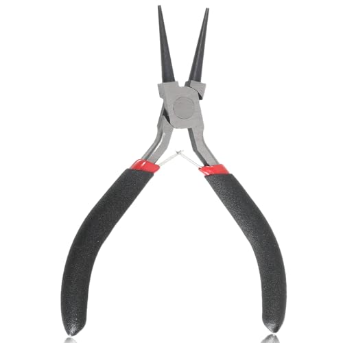 Round Nose Pliers for Jewelry Making 5 Inch Precision Jewelry Pliers Stainless Steel Chain Nose Plier Jewelry-Making-Tools for DIY Crafts Hobby Projects (Black) - color: Black