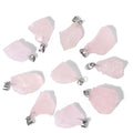 10pcs Irregular Raw Natural Rose Quartz Rock Stone Pendant Healing Crystal Chakra Gemstone Charm for Jewelry Making DIY Necklace Earrings Accessories Reiki - color: Rose Quartz