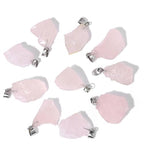 10pcs Irregular Raw Natural Rose Quartz Rock Stone Pendant Healing Crystal Chakra Gemstone Charm for Jewelry Making DIY Necklace Earrings Accessories Reiki - color: Rose Quartz