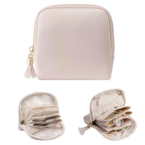 Small Travel Jewelry Case for Women, PU Leather Jewelry Pouch Bag with Zipper, Portable Jewelry Organizer Storage Bag for Earrings Rings Bracelets and Necklaces (pink) - color: pink