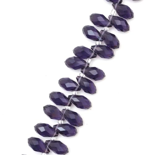 200pcs Czech 12mm Faceted Teardrop Briolette Crystal Glass Loose Beads Pendant Drop Spacer Bulk Amethyst Purple for DIY Jewelry Making CCT2-27 - color: Amethyst, size: 12x6mm - 200pcs