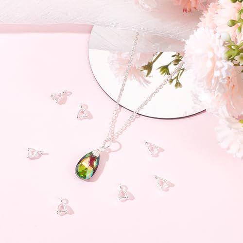 Beebeecraft 1 Box 8Pcs Ice Pick Pinch Bails Sterling Silver Charms Clasps Dangle Pendant Connector for DIY Earring Necklace Jewellery Making - color: Silver#6