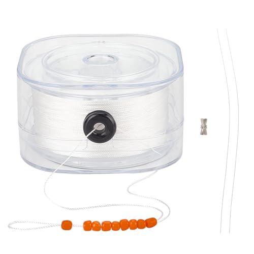 PH PandaHall 164 Yards Beading Thread 0.4mm Seed Bead Thread Bracelet Beading Thread Sewing String with Leading Wire and Buckle for Leather Stitching Beading Jewelry Bracelets Making White - size: 0.4mm, style: White