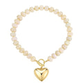 GZQ Chunky Gold Heart Necklace for Women, Resin Beaded Chain with Puff Heart Adjustable Clasp, Perfect for Daily Wear Party Date Streetwear Outfits Fashion Jewelry Gift - color: White