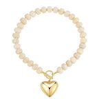 GZQ Chunky Gold Heart Necklace for Women, Resin Beaded Chain with Puff Heart Adjustable Clasp, Perfect for Daily Wear Party Date Streetwear Outfits Fashion Jewelry Gift - color: White