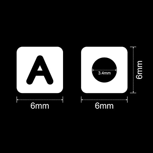 Augshy Alphabet Beads, 1000PCS White Letter & Number Cube Beads for Jewelry Making DIY Necklace & Bracelet (6mm)