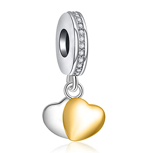 S925 Charms for Bracelets and Necklaces, Gifts for Mothers Nurses Day Graduation, for Girlfriend Family Friend, Bead Pendant, for Pandora, Silver 14K Gold Plated Enamel CZ, DIY Jewelry Making - style: 20 Silver and Gold Charms