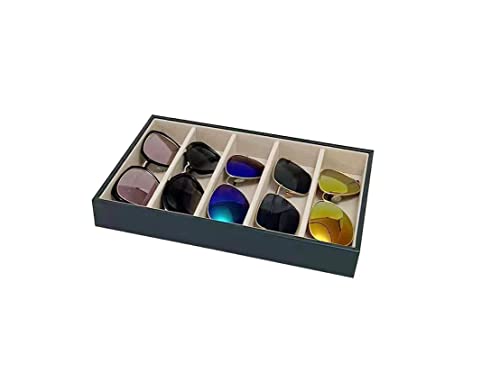 5 Slot High End PU Leather Velvet Drawer Divider Eyewear Storage Sunglasses Jewelry Show Tray Organizer - color: Blue-beige L5