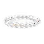 Justinstones Gem Semi Precious Gemstone 8mm Round Beads Stretch Bracelet 7 Inch Unisex - color: Clear Quartz