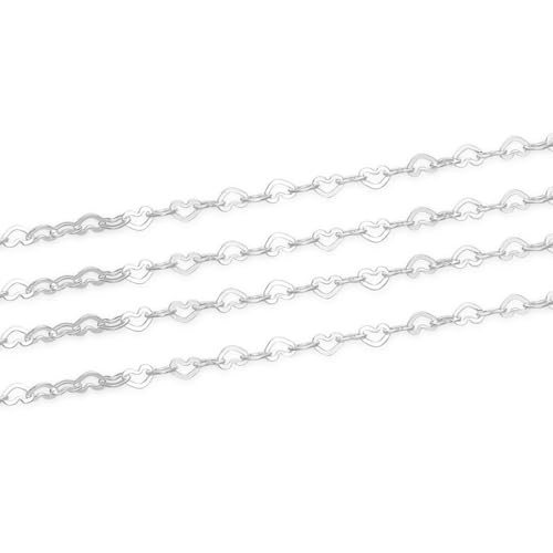 Adabele 10 Feet Authentic 925 Sterling Silver Unfinished Heart Shaped Link Chain 3.2mm x 2.1mm Small Thin Hypoallergenic Nickel Free for DIY Craft Jewelry Making SSK-T2 - color: Sterling Silver, size: 3.2mm Heart Link - 10 Feet