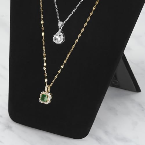 KUKUVR 2Pcs Black Velvet Necklace Bust Display Stand, Jewelry Pendants Chain Holder Stand, Necklace Display Board for Retail Vendor Booth & Selling (Small 8.8 * 6.7inch) - size: Small 8.8*6.7inch