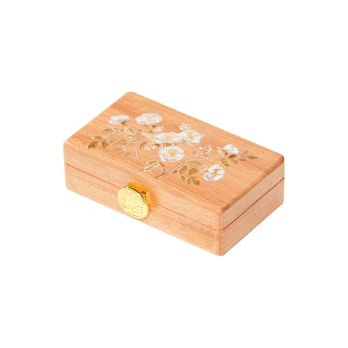 Travel Jewelry Case Small Wood Jewelry Organizer Jewelry Box for Women (Pine Wood Print) - color: Pine Wood Print