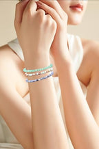2/3-Pieces 4mm 6mm 8mm Natural Crystal Gemstone – Handmade Reiki Energy Healing Stretch Bracelets Jewelry for Yoga, Meditation, Unisex - color: 3 Pieces (AgalmatoliteJasper&BlueSpot&GreenAventurine), size: 4mm