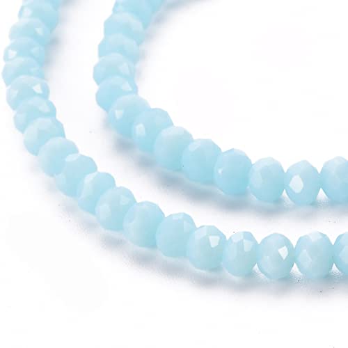 10 Strands Light Sky Blue Faceted Rondelle Glass Loose Beads 4mm Briolette Crystal Glass Beads 1230pcs for Bracelets Jewelry Making - color: Light Sky Blue, size: 4x3mm