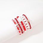 RISHEGAE Heishi Beaded Stretch Bracelets for Women Stackable Polymer Clay Beads Bracelets Friendship Boho Summer Beach Bracelet Jewelry Set - color: C-Red Bracelet