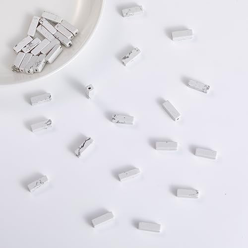 Natural White Turquoise Rectangle Tube Beads 4x13mm 38cm/str Loose Semi Gemstone Stone Beads for Making Bracelets Necklace Earrings - color: White Turquoise, size: 4x13mm Rectangle