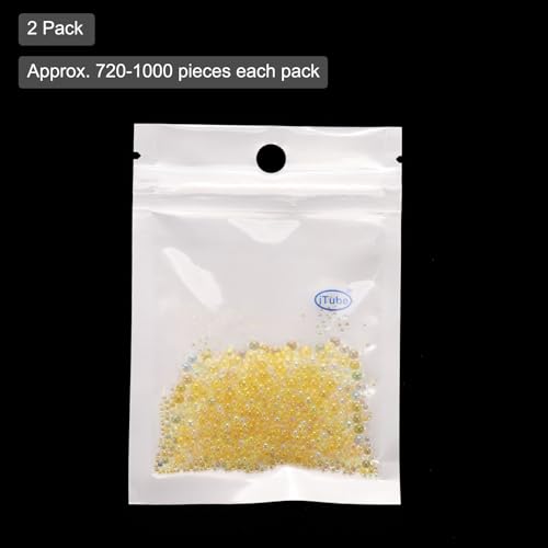Iridescent Glass Tiny Bubble Beads, 0.4-3mm 20g No Hole Micro Mini Round Golden Yellow Water Droplets Beads - Applications: for Resin, Nail Art, Dollhouse Bath Tub, 2-Pieces - color: Golden Yellow, size: φ0.4-3mm