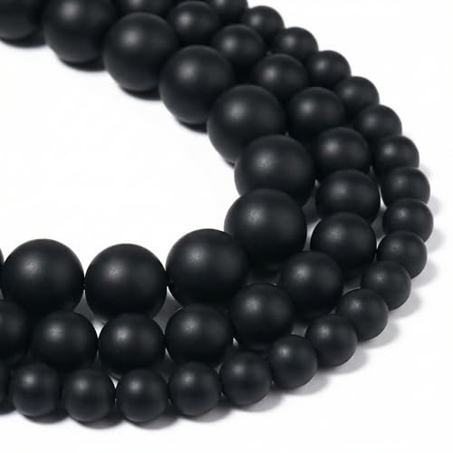 60pcs Black Matte Onyx Agates Beads，6mm Healing Power Natural Stone Round Loose Beads for Jewelry Making Earring Necklace DIY Crafts - color: Black Matte Onyx Agates, size: 6mm 60beads