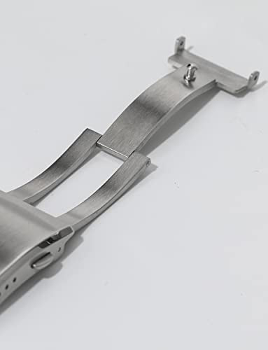 watchdives Watch Buckle 20mm Silver Fold Safety Milled Clasp Replacement Stainless Steel Watchband Clasp - color: Silver, size: 20mm