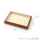 Solid Wood Flat Jewelry Tray Microfiber Necklace Bracelet Ring Earring Watch Bangle Stackable Drawer Organizer for Storage Display (Cream White) - style: 1 Grid