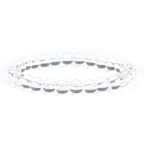 Cherry Tree Collection - Small, Medium, Large Sizes - Gemstone Beaded Bracelets For Women and Men - 6mm Round Beads - color: Clear Quartz, size: Large