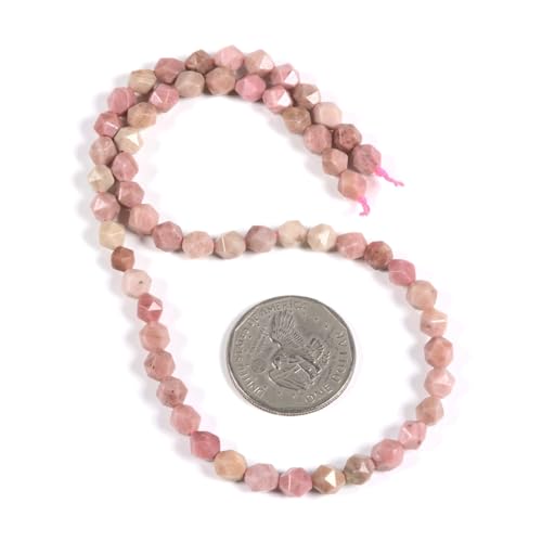 Pink Rhodonite 6mm Gemstone Triangle Faceted Round Loose Beads Strand 15.5" DIY Jewelry Making - color: Pink Rhodonite