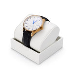 PU Leather Watch Stand Display Holder Organizer Jewelry Showcase (White) - size: 3.15" x 3.15" x 1.97"